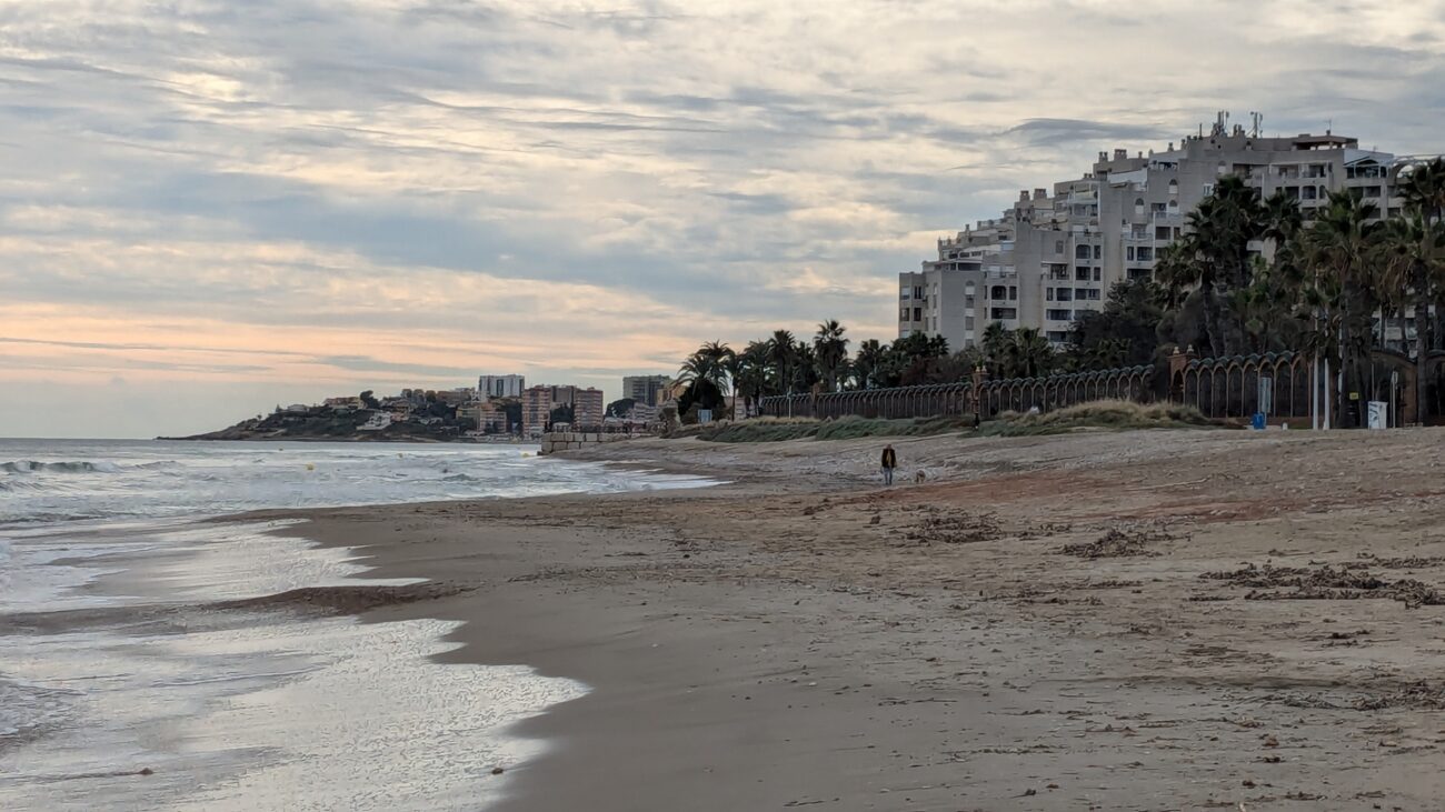 Early morning walk along the coastline in Spain
