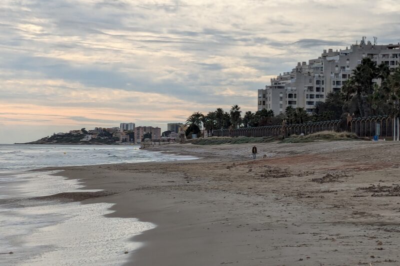 Early morning walk along the coastline in Spain