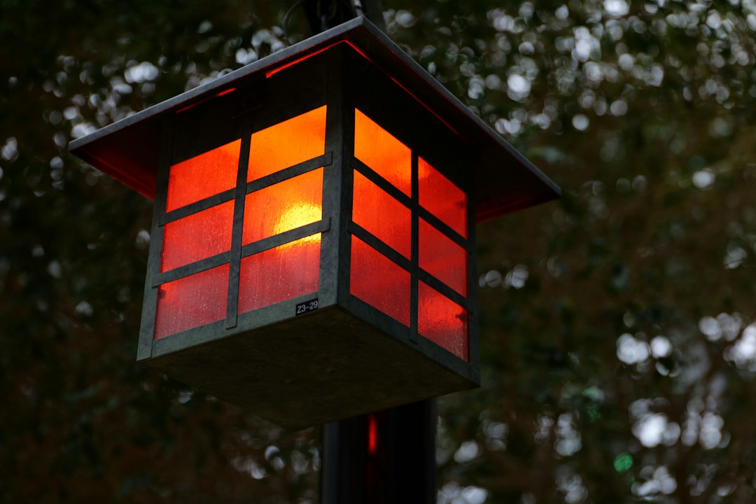 red porch light, red light,