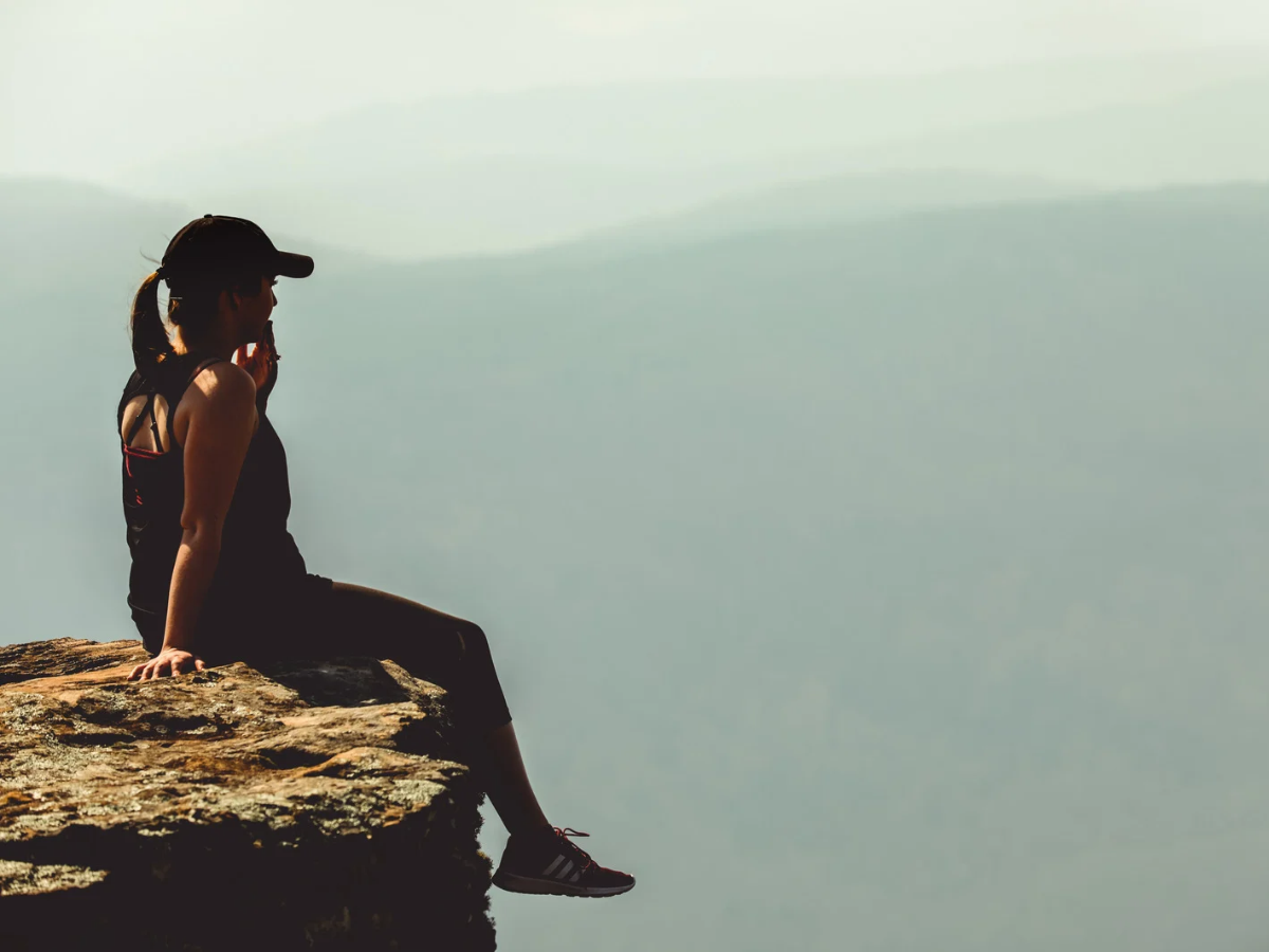 Woman on a cliff, woman,